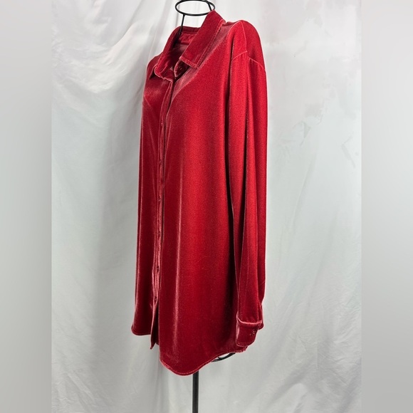 soft surroundings rust velvet boyfriend button down boyfriend shirt size S - Picture 5 of 6